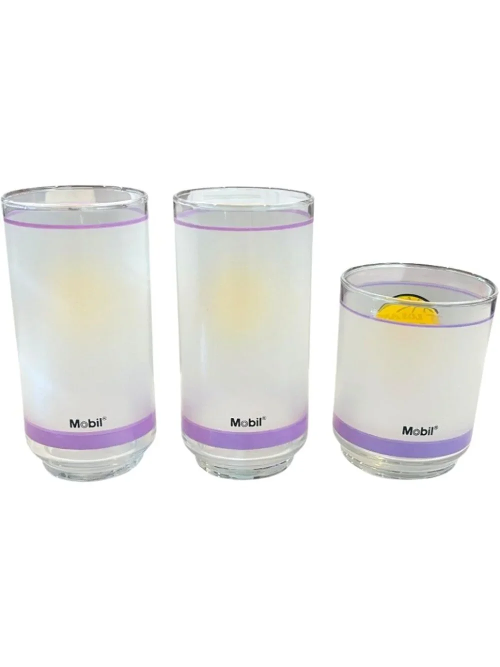 Los Angeles Lakers -Mobil Promo Frosted Glasses 1980's - LOT of 3